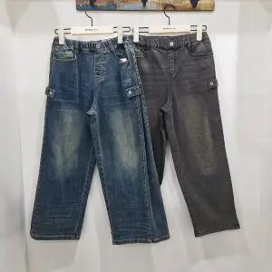 [행텐주니어](순천모다)풀밴딩약기모 사이드핀턱스냅와이드데님14540-155-804-10-100_SC