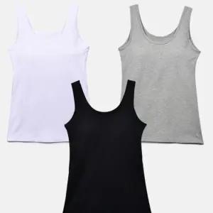 심플 베이직 편안한 착용감 패드삽입형 면스판 브라런닝캡런닝 나시 내장 여성언더웨어 런닝구