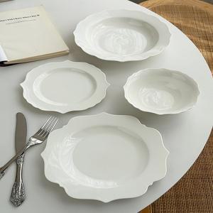 우아하고  로즈 시리즈 세라믹 수프 그릇 생선 접시 원형 야채 고급 화이트 포슬린 다용도