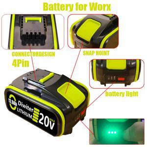 WORX 20V 대용량 리튬 이온 배터리 용 새 8.0Ah 배터리 WA3551 WA3551.1 WA3553 WA3641 WX373 WX390 충전식