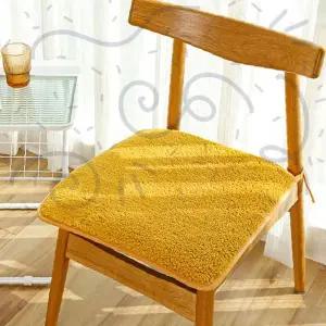 원목의자 양털방석 겨울용 식탁의자 사무실 좌식 미끄럼방지 끈고정 노란색