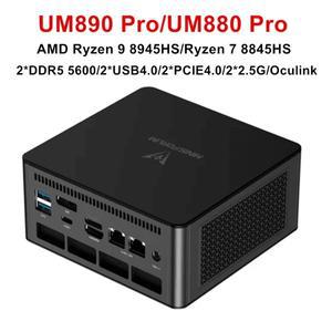 MINISFORUM 게임용 PC 미니 컴퓨터, UM890 Pro, AMD Ryzen 9 8945HS, R7 2 * USB4.0, DDR5, PCIE4.0, Wind