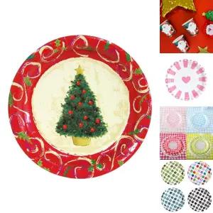 (6개입) 크리스마스 트리 접시 23cm/그릇/눈사람/일회용/파티/파티용/종이/학교/교실/홈파티/가정/유치원