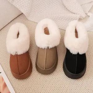 여성 털 부츠 키높이 통굽 스노우 여자 털 부츠 겨울