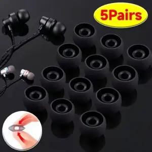 이어캡 이어폰 고무캡 5쌍 교체용 이어버드 팁 유선무선 헤드폰용 실리콘 인이어 S M L 커버 캡