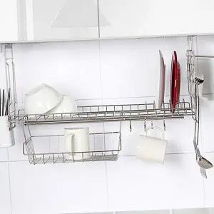 주방 선반 스테인레스 건조대 싱크대 씽크대 선반 그릇 국자걸이 벽걸이 수납장 다용도 부착형 정리대