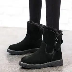 따뜻한 여성 겨울 부츠 스웨이드 여성 털 부츠 옆지퍼 데일리