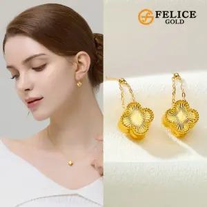 [펠리체골드] 24K 순금 크로버 귀걸이