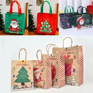 크리스마스 쇼핑백 크라프트 부직포 종이 가방 리유저블백 선물 답례품 포장 산타 트리 봉투