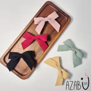 [아자브키즈] 골지 리본 핀 여아 아동 헤어 악세사리