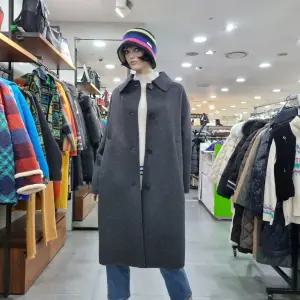 베네통/애플아울렛/쉐리 백 니트 배색 카라 롱 코트/BACTA5561