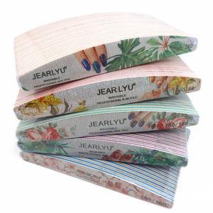 아크릴 손톱용 50개 네일 파일 80/100/150/180/240 그릿 세척 가능 하프 문 플라스틱 매니큐어 액세서리 및