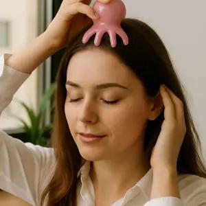 휴대용 두피 괄사 시원한 머리 마사지기 지압 문어 경락