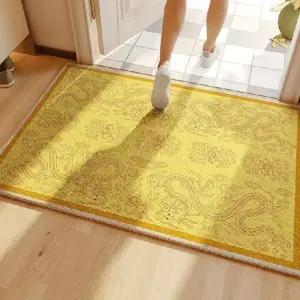 현관 발매트 출입구 발판 황금색 바닥 문 노란색 풍수 매트 러그 매장