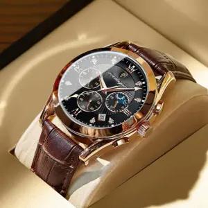 포에다카 남자 고급 손목시계 가죽밴드 패션시계