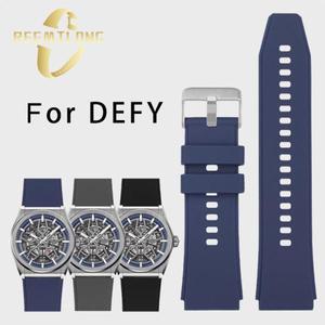 Zenith DEFY 시리즈용 부드러운 실리콘 고무 시계 스트랩, 볼록 조인트, 블랙, 블루, 레드, 오렌지, 그레이