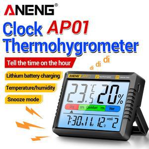 ANENG AP01 디지털 다중 충전식 온습도계 습도계 화면 고화질 공기 시계 온도계 장면 측정
