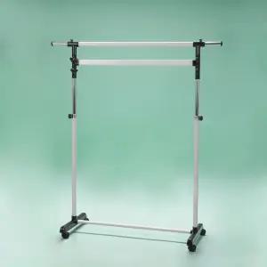2단 행거 이동식 바퀴 옷걸이/스탠드/튼튼한/헹거/옷헹거/드레스룸/행가/철재/조립식/옷장/파이프/스탠딩