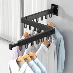 3단 폴딩 벽걸이 빨래건조대 베란다 이불건조대 블랙 (WBA64C4)