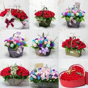 비누꽃다발 카네이션바구니 어버이날 비누꽃 바구니 50송이 80송이 100송이 생신선물