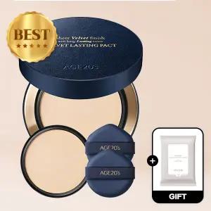 (40%+7%묶음할인/+클렌징티슈)에이지투웨니스 벨벳 래스팅 팩트 본품+리필