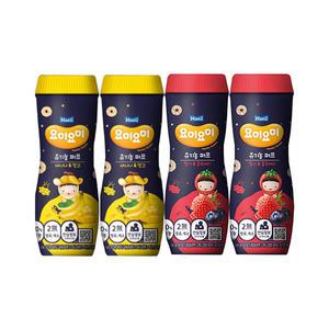 요미요미 아기간식 오가닉퍼프 딸기블루베리 42g, 2개 + 바나나망고 42g, 2개