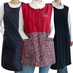 겨울앞치마 기모 모자 누빔 패딩 주방 식당 방한 앞치마