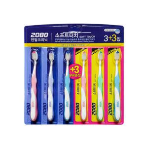 2080 소프트터치 칫솔 3+3 입