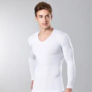 남성 발열내의 상의 히트엔진 부드러운내복 V넥 흰색 JHMIX014