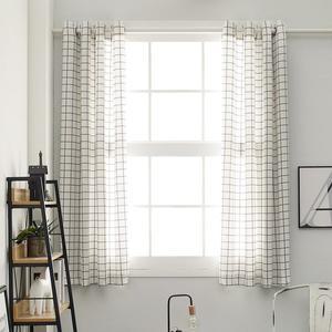 [라이크홈]체크 패턴 암막커튼 아일렛형 반창 2P 화이트