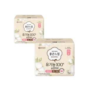 좋은느낌 유기농순면 생리대 맥시슬림 중형 14개입x2팩