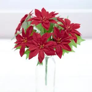 포인세티아조화 벨벳꽃 부쉬 24cm 미니 크리스마스조화 포인세치아