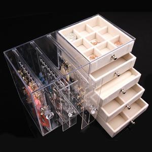 풀커버링 고급투명 3+5단 쥬얼리 보관함 귀걸이 반지 악세사리 보석함 정리함 진열대