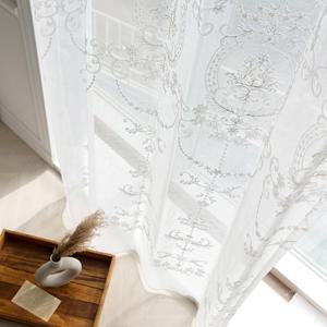 까르데코 플뢰르쉬어 긴창 레이스커튼 2장