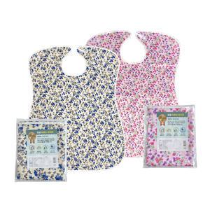 방수 에이프런 성인용 앞치마 환자용 꽃무늬 턱받이 블루 핑크