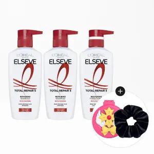 [로레알파리] 토탈리페어 샴푸 400ml /컨디셔너 410ml 3개+네티 빗거울+스크런치(랜덤)