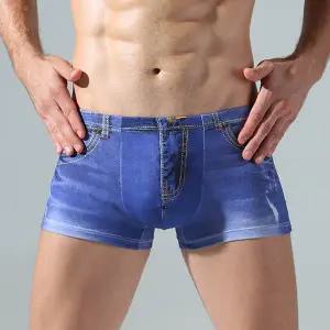 청바지프린팅 남성드로즈 남자트렁크 면스판 속옷 2종