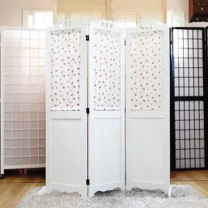 플라워 패널 3단 원목 인테리어 파티션 공간분리 패브릭 가림막