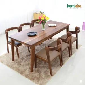 클로이드 호두나무원목 6인식탁SET 의자형) KRS-602