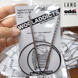 랑 이그노믹 레이스 블랙에디션 롱팁 줄바늘 80cm/랑 아디 콜라보 스틸바늘 Ergonomic Lace Black edition