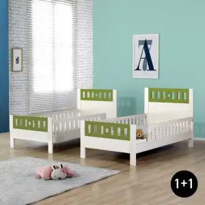 키즈돔 트윈 원목 싱글침대[그린]   싱글침대 2조   매트포함