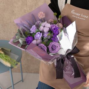 비누 장미 조화 꽃다발 시크 목화 B 60cm 인테리어 꽃 선물 장식 기념일 졸업식 발표회 학예회