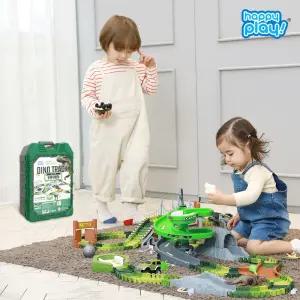 해피플레이 유아 자동차 레일 장난감 세트 공룡대탐험 다이노트랙 캐리어