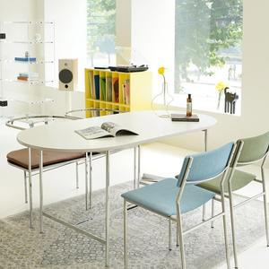 펜슬하우스 페니 미드센추리모던 화이트 타원형 식탁 스틸 라운드 테이블 1400