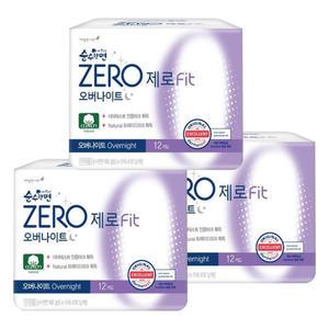 깨끗한나라 순수한면 제로 오버나이트 12개 3팩 (36개)