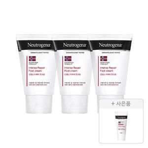 뉴트로지나 인텐스 리페어 풋크림 56g, 3개+증정(인텐스 리페어 시카 에멀젼 15ml, 1개)