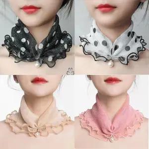 대박난날라리 3805 진주넥워머스카프 메쉬스카프 여름 쁘띠 데일리 도트 여성