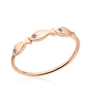 18K 행운 세마리 물고기 탄생석 12월 터키석 반지 NPR37155