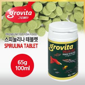 그로비타 스피룰리나 테블렛 100ml/300ml/ 어항 부착형 사료 열대어 관상어 구피 몰리 테트라 노보탭 먹이