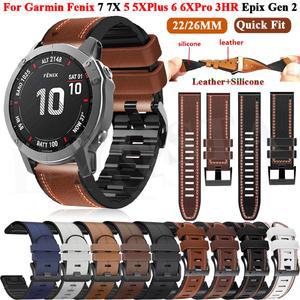 가민 피닉스 스마트 워치 스트랩, 퀵 핏 실리콘 가죽 팔찌, Garmin Fenix 7 7X Epix 6XPro 6 5 5X Plus 3HR